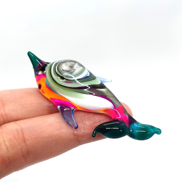 Figuras de narval en vidrio soplado a mano, animales marinos, coleccionables, regalo para decoración del hogar (multicolor)
