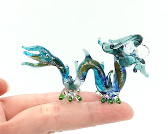 Dragon Tiny Figurines Hand Blown Color Glass Art Fancy Animals Collectible Gift Home Décor