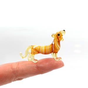 Rare Tiger Micro Tiny Figurines Hand Blown Glass Art Wild Animals Collectible Gift Home Décor