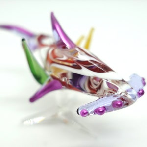 Hammer Shark W/Seaweed Miniature Figurines Animals Hand Blown Glass Art Collectible Gift Decorate