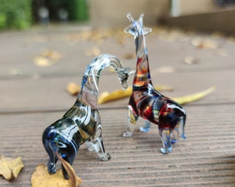 キリン ミニチュアフィギュア 動物 手吹きガラスアート コレクション
