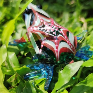 Frog Miniature Figurines Animals Hand Blown Color Glass Art Collectible Gift Decorate, Multi-color