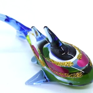 Whale-Shark Tiny Miniature Figurines Sea Animals Hand Blown Glass Art Collectible Gift Decorate (Multi-Green)