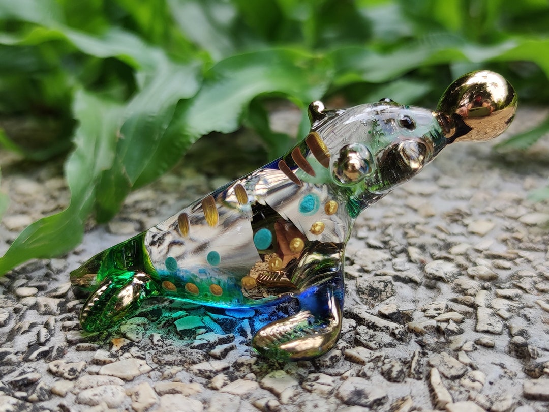 Walrus Miniature Figurines Animals Hand Painted Blue Green Blown