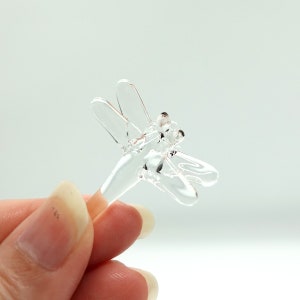 Winzige Mikro Kristall Libelle Figuren Mundgeblasen Klarglas Kunst Tiere Sammler geschenk home decor