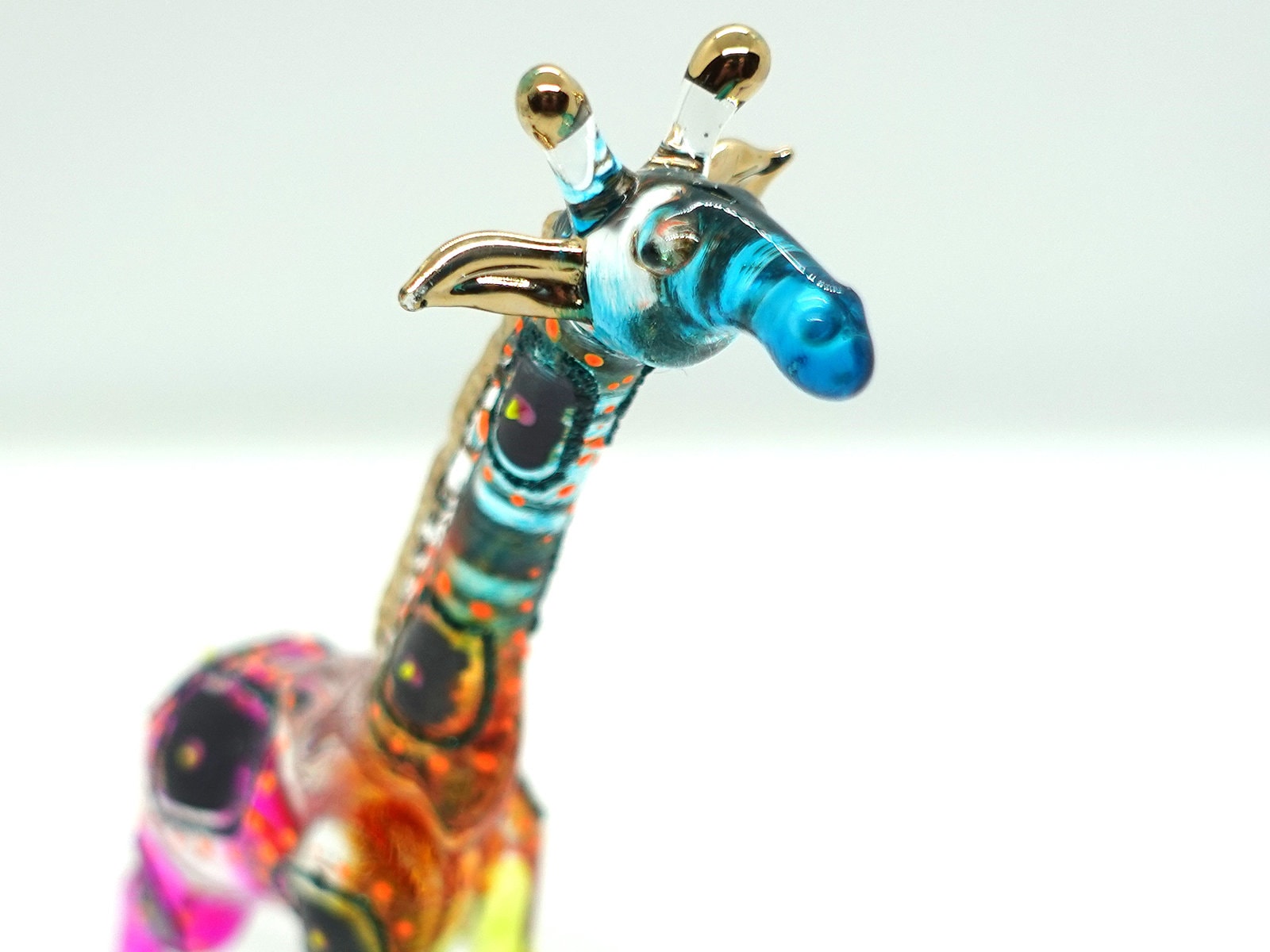 キリン ミニチュア フィギュア 動物 手描き 吹きガラス アート