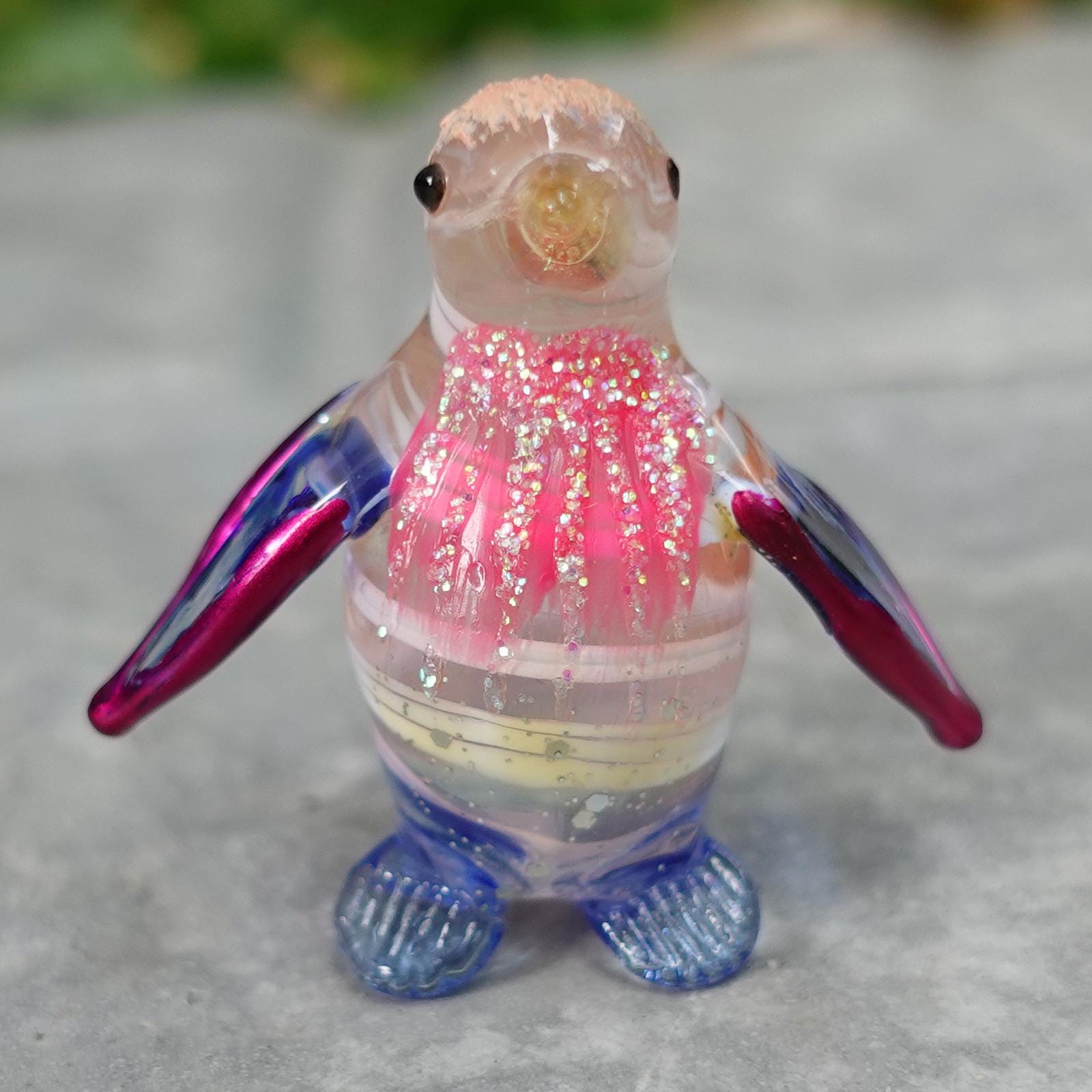 ペンギンの小さなミニチュアフィギュア動物手吹きガラスアート