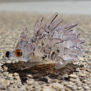 Egel stekelvarken miniatuur kleine beeldjes dieren handgeblazen glaskunst collectible cadeau huisdecoratie (marmer zwart roze)