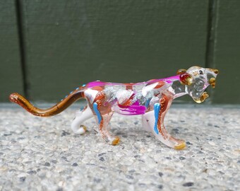Tiger Miniature Figuren Tiere mundgeblasene Farbe Glas Kunst Sammler Geschenk Dekorieren, Bernstein