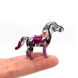 Zebra Tiny Figurines Animals Hand Blown Color Glass Art Collectible Gift Home Decorate (Purple Black)