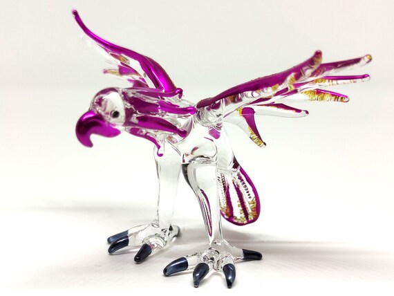 鷲の置物 動物 手描き 吹きガラス アート 鳥 コレクション ギフト 装飾
