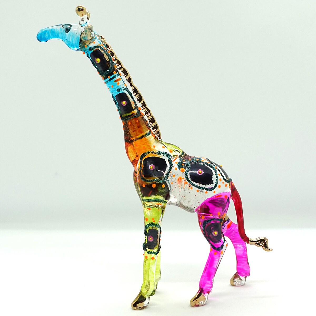 キリン ミニチュア フィギュア 動物 手描き 吹きガラス アート