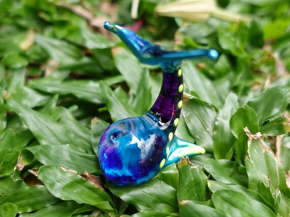 3 Miniatur-Figuren Aus Geblasenem Glas – Handbemalt, Lila, Transparent, Sammlerstück & Deko