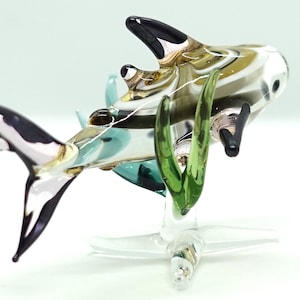 Whale Shark W/ Seaweed Miniature Figurines Animals Hand Blown Glass Art Collectible Gift Decorate