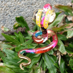 Figuras coloridas de cobra, arte em vidro soprado à mão com detalhes em ouro 22K, animais, presente colecionável, decoração para casa