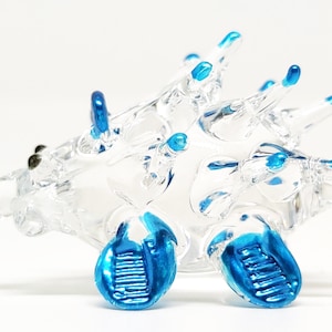 Egel / stekelvarken miniatuur beeldjes dieren hand geblazen glas kunst collectible gift versieren, helder blauw