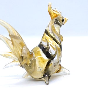 Galo de frango estatuetas em miniatura animais mão vidro soprado arte colecionável presente decorar, âmbar claro