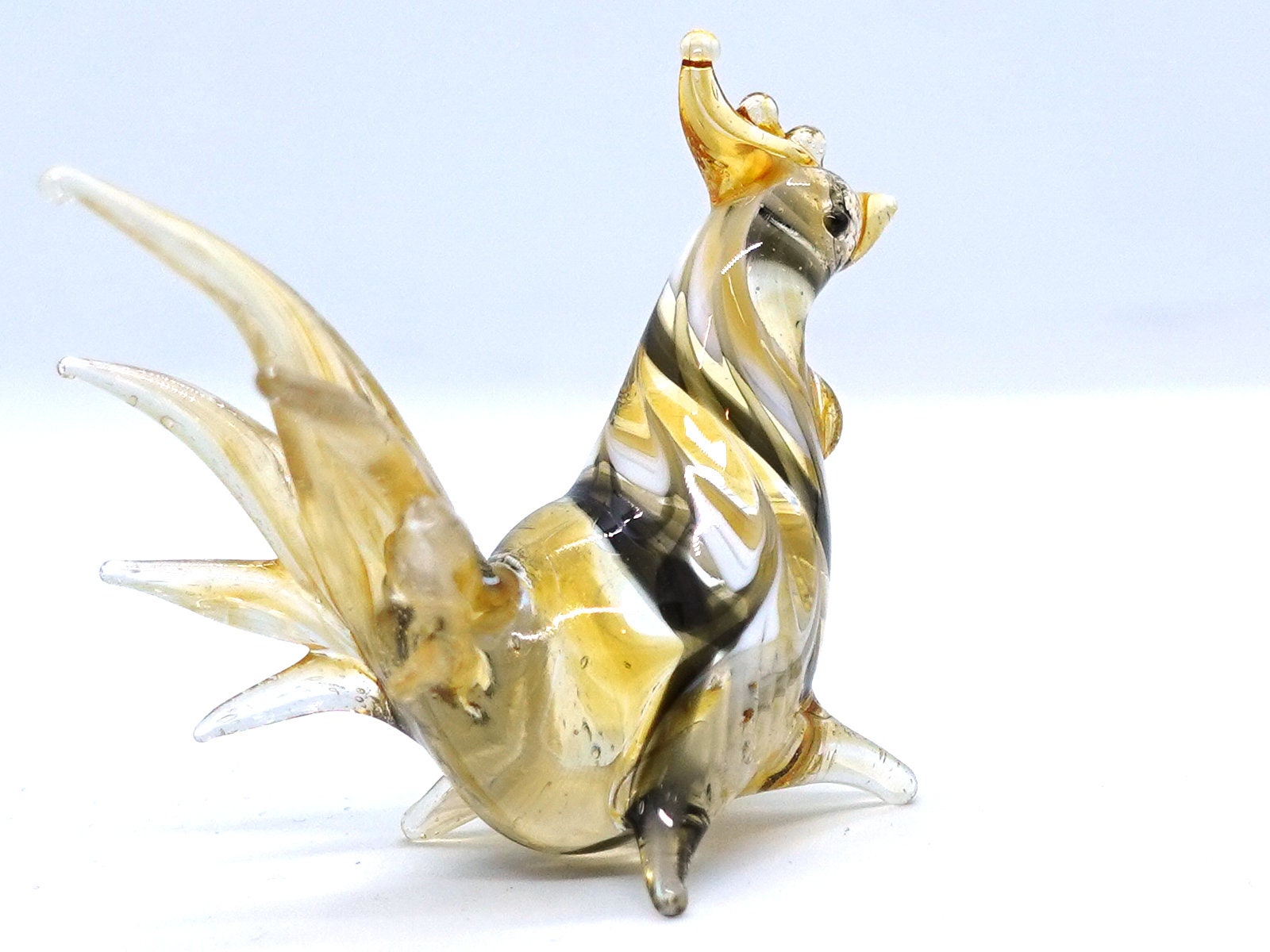 3 Miniatur-Figuren Aus Geblasenem Glas – Handbemalt, Lila, Transparent, Sammlerstück & Deko