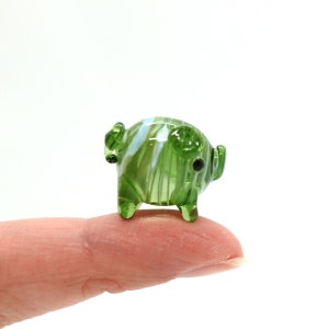 Tiny Micro Fat Pig Figurines Hand Blown Glass Art Animals Collectible Small Gift Home Décor