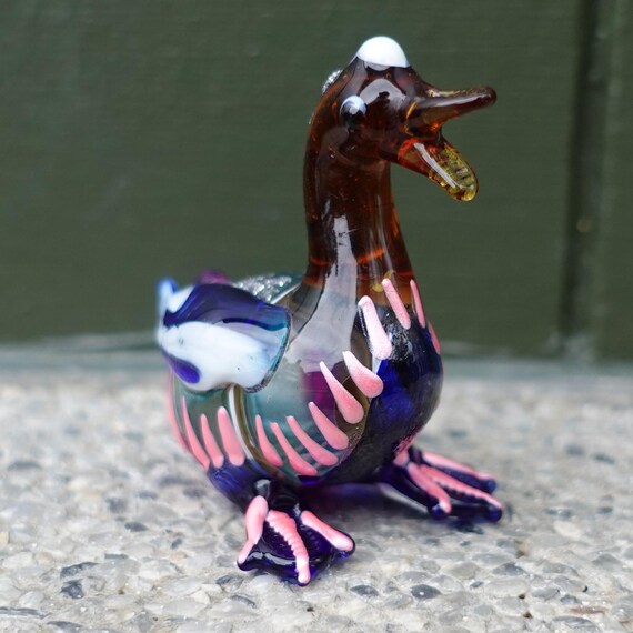 Duck Miniature Figurines Animals Hand Blown Glass Art Bird
