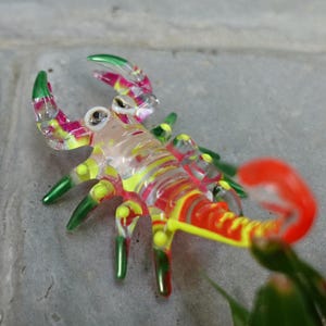 Figurines miniatures scorpion peintes à la main, vert orange, verre soufflé, animaux d'art, cadeau de collection, décoration d'intérieur