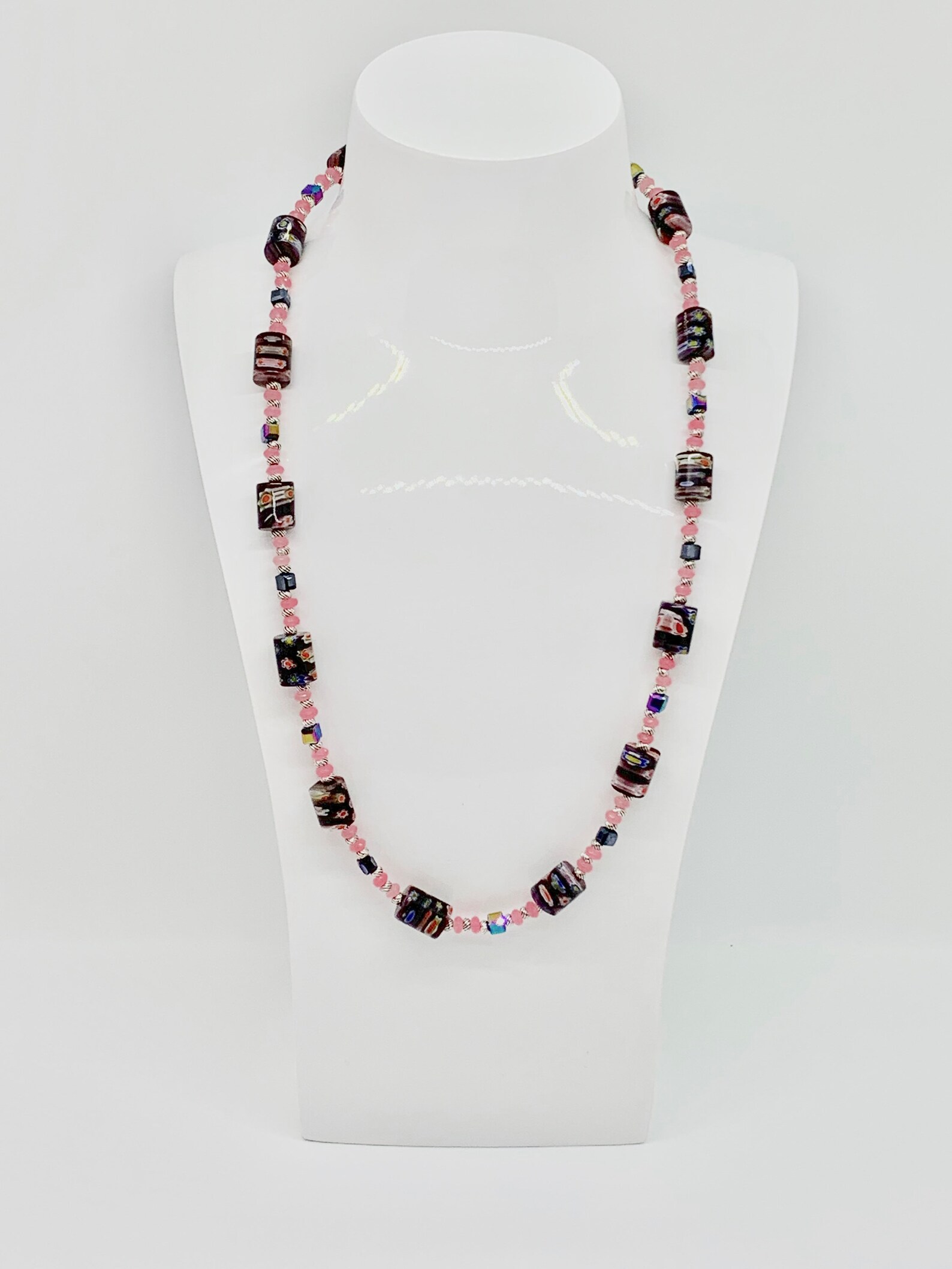 Pink Glass Necklace Murano Glass Necklace Handmade Necklace Etsy