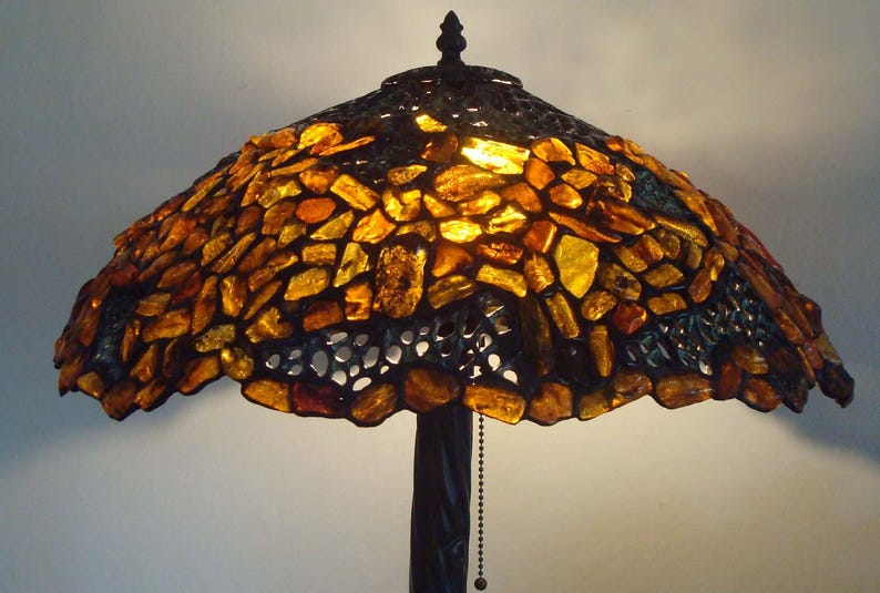 Tiffany Desk Lamp With Baltic Amber 48 Cm 19 In Tiffany - Etsy