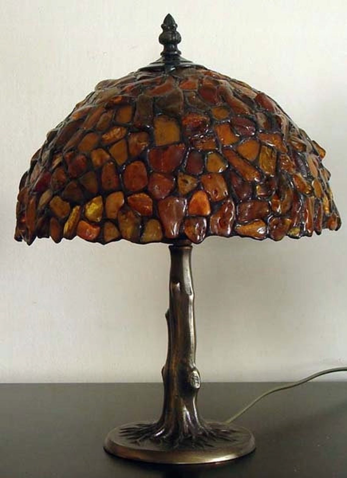 Tiffany Amber Lamp 25 Cm (10 In), Tiffany Desk Lamp, Baltic Amber - Etsy