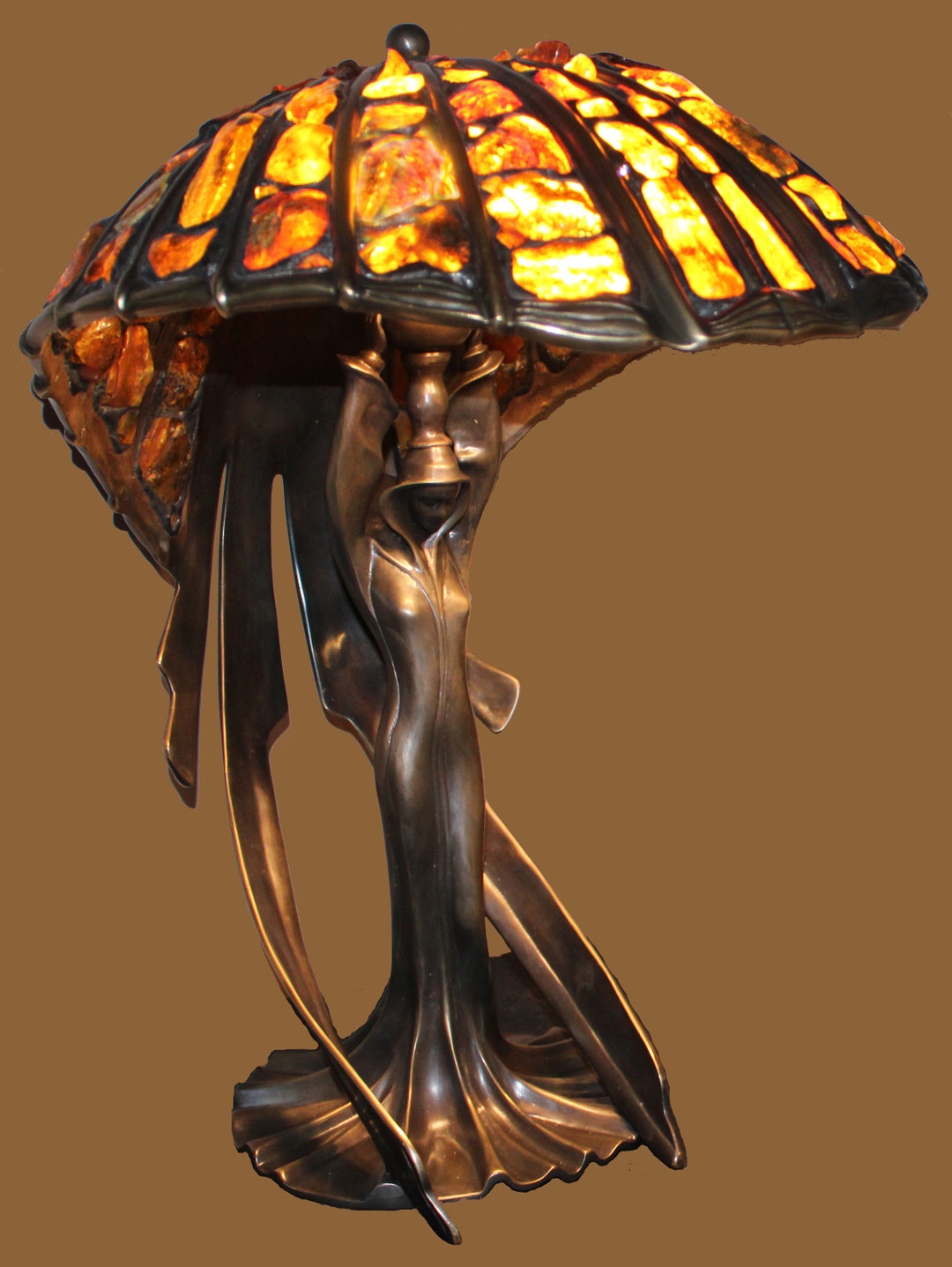 Tiffany Amber Flaing Lady Lamp, Baltic Amber, Desk Lamp, Tiffany Lamp ...