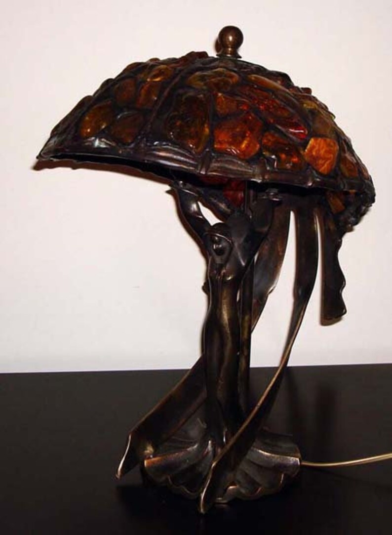 Tiffany Amber Flaing Lady Lamp Baltic Amber Desk Lamp - Etsy