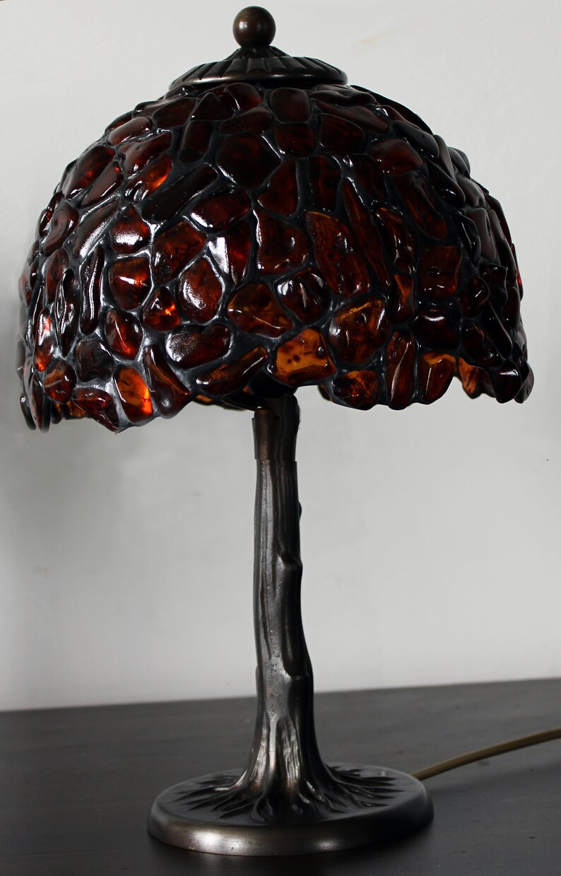 Tiffany Amber Lamp 22 Cm, Tiffany Desk Lamp, Baltic Amber - Etsy