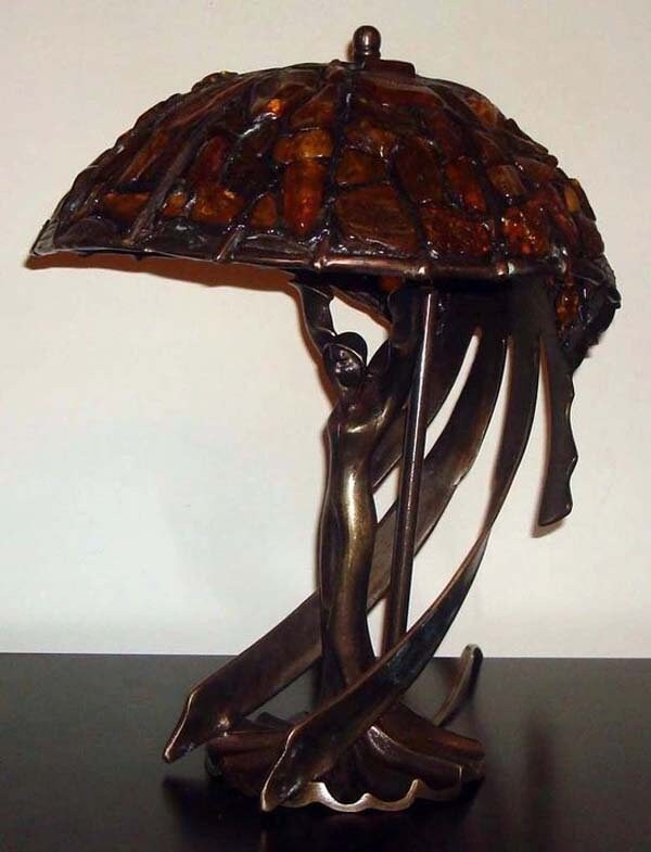 Tiffany Amber Flaing Lady Lamp Baltic Amber Desk Lamp - Etsy