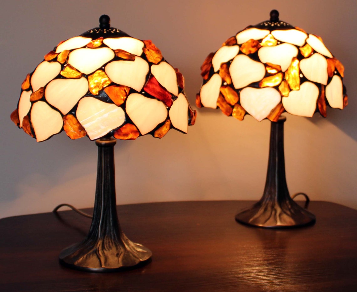 Tiffany Lamp Leaves With Baltic Amber 20 Cm 8 In - Etsy