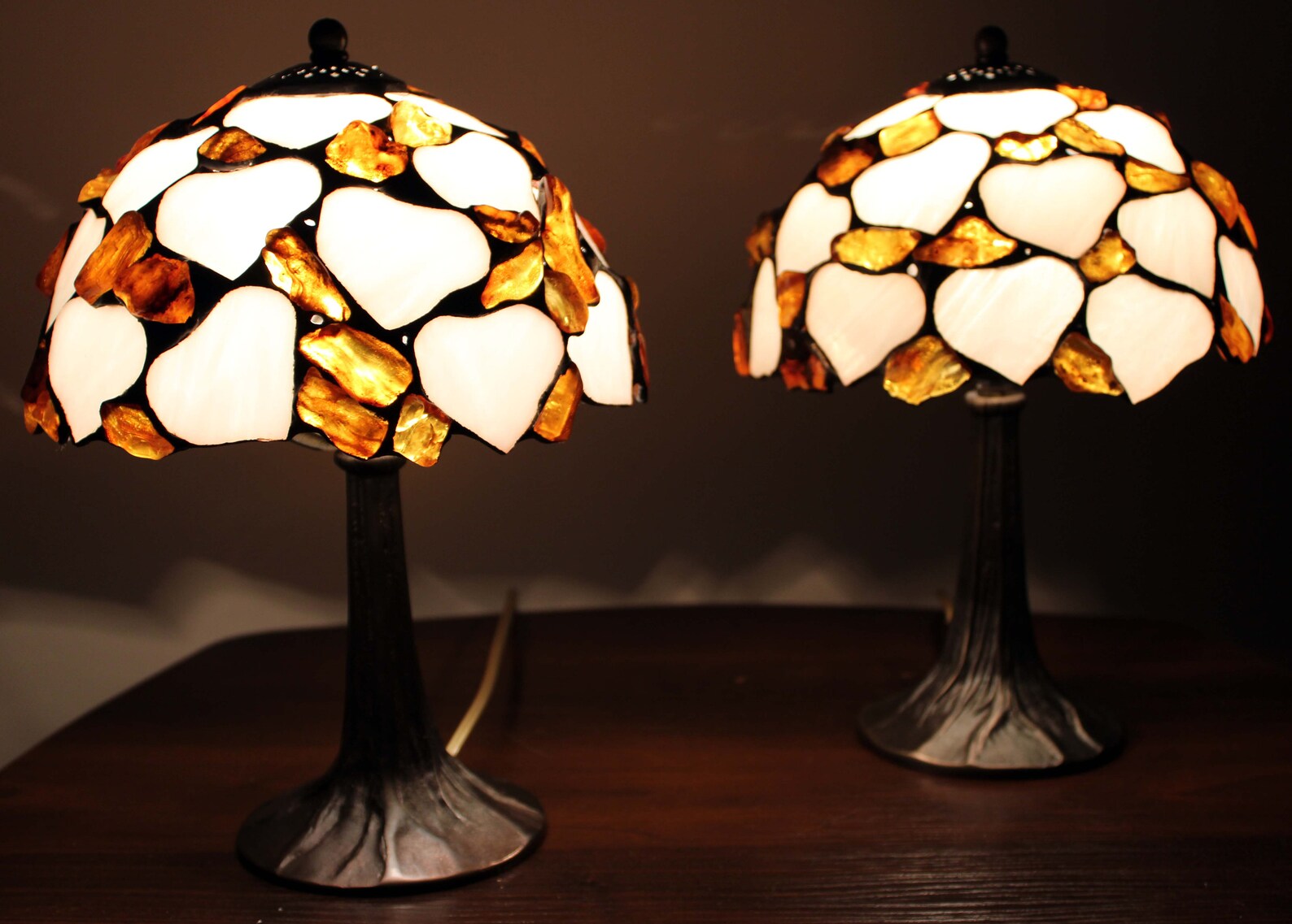 Tiffany Lamp Leaves With Baltic Amber 20 Cm 8 In - Etsy