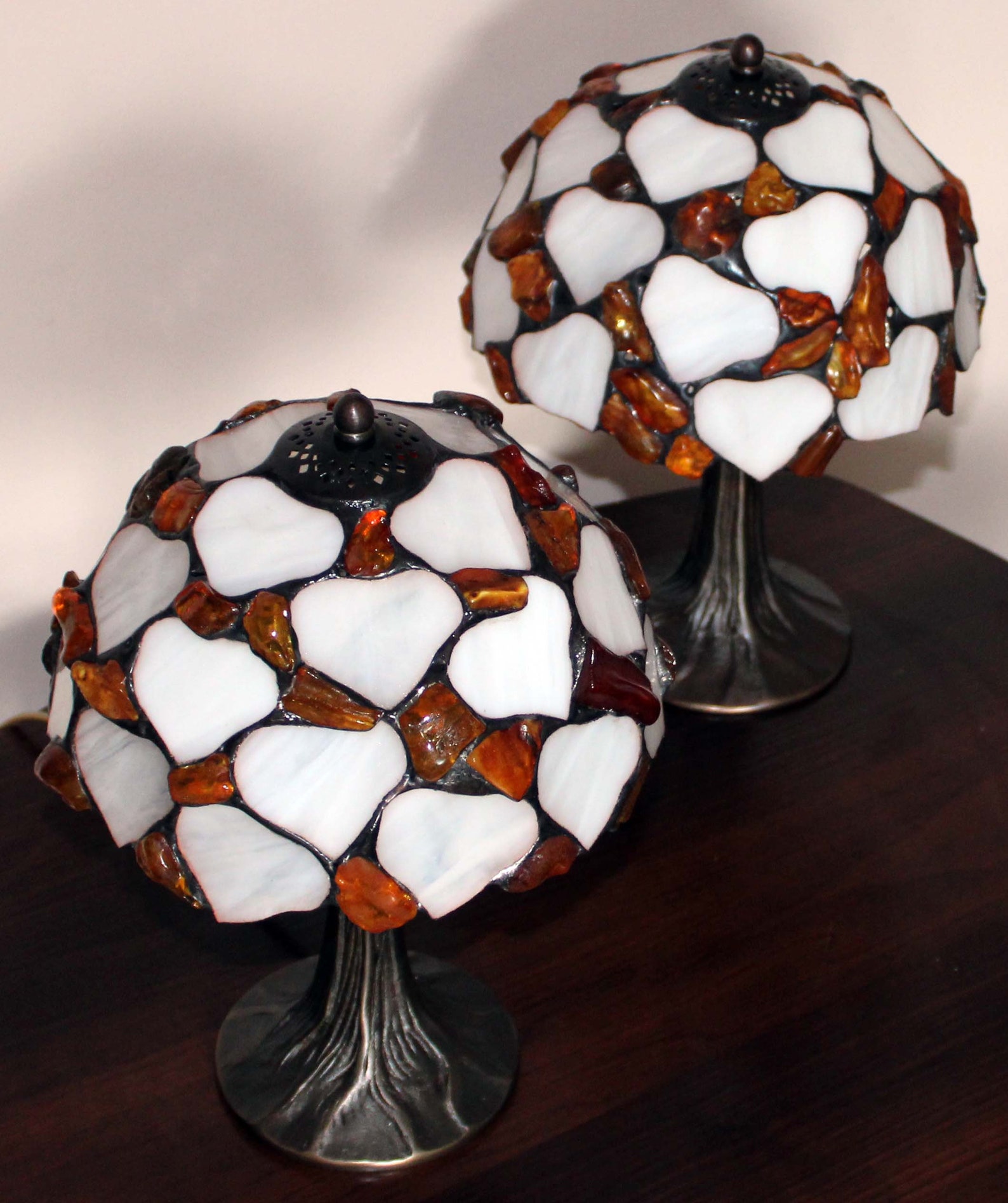 Tiffany Lamp Leaves With Baltic Amber 20 Cm 8 In - Etsy