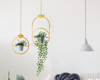 Jewel plants Gold Metal Hanging Decor by Glyphs