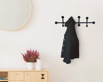 Moderne schwarze "Dots" Wandhalterung für Mäntel und Taschen, skandinavischer Stil Metall Wandkunst von Glyphen