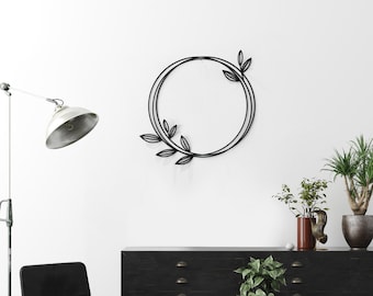 Modern black Wreath  Metal Wall Art  By Glyphs