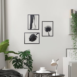 Set of 3 Metal Black Leaves/Plants Wall Art by Glyphs image 1