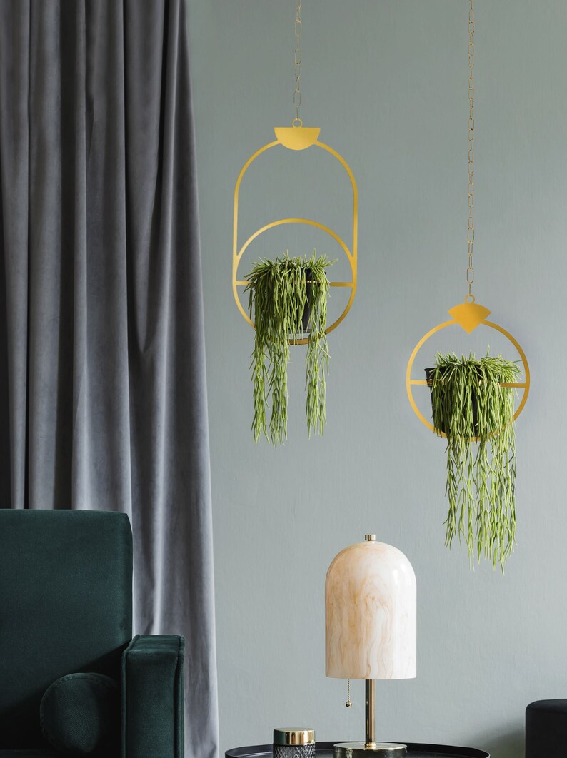 Jewel Plants Gold Metal Hanging Decor by Glyphs Etsy Israel