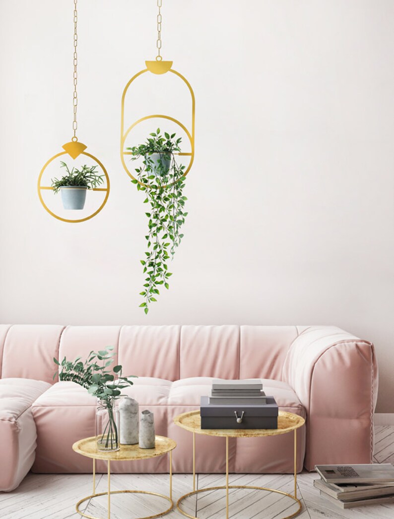 Jewel Plants Gold Metal Hanging Decor by Glyphs Etsy UK