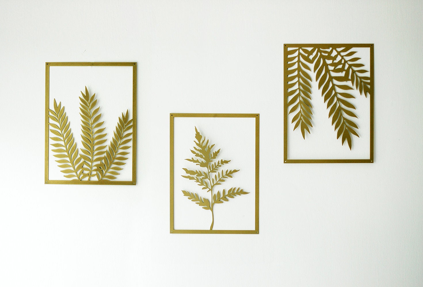 Ensemble de 3 Plantes Gold Metal Wall Art Par Glyphs