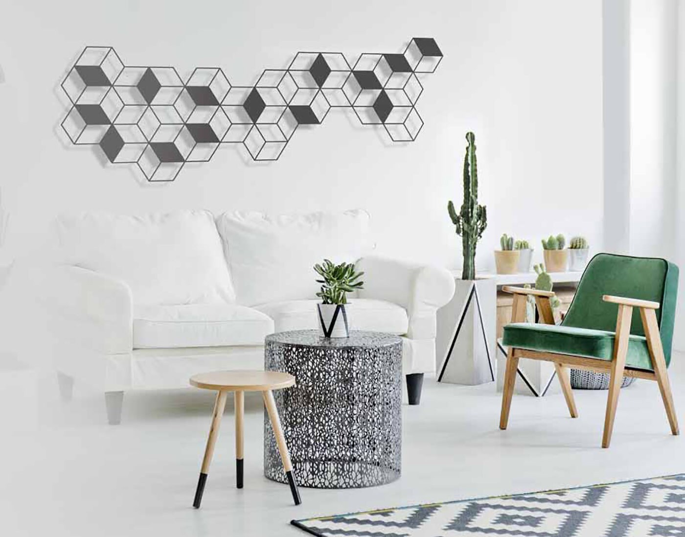 Cube Geometric Metal Wall Art Par Glyphs