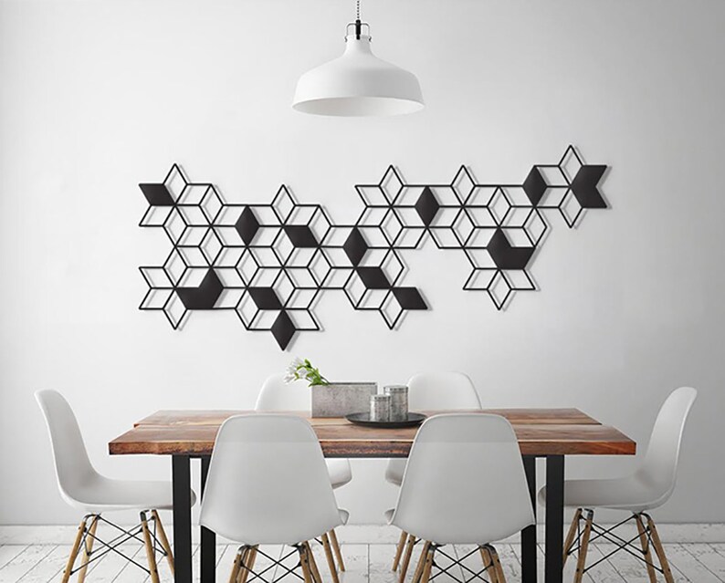 Geometric Wall Art Metal Minimalist Interior Decor Home Living Room Hanging Office