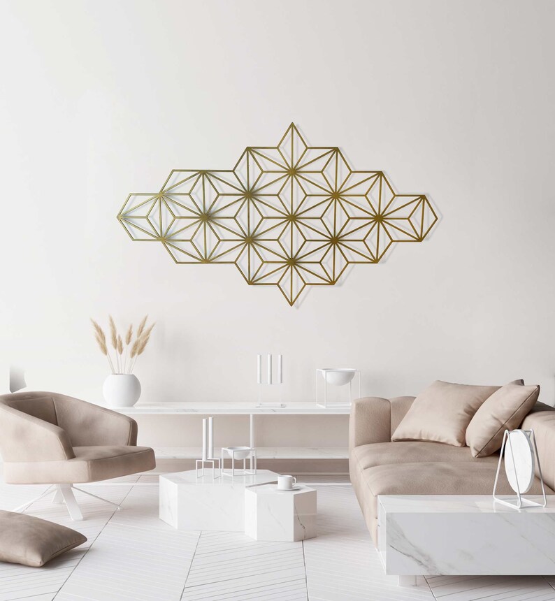 Gold Wall Art Geometric Wall Art Metal Home Decor Etsy