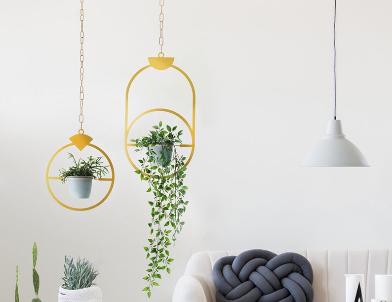 Jewel Plants Gold Metal Hanging Decor by Glyphs Etsy UK