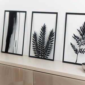 Set of 3 Metal Black Leaves/Plants Wall Art by Glyphs image 5