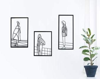 WOMEN ONLY -Set of 3-Black Metal Wall Art By Glyphs