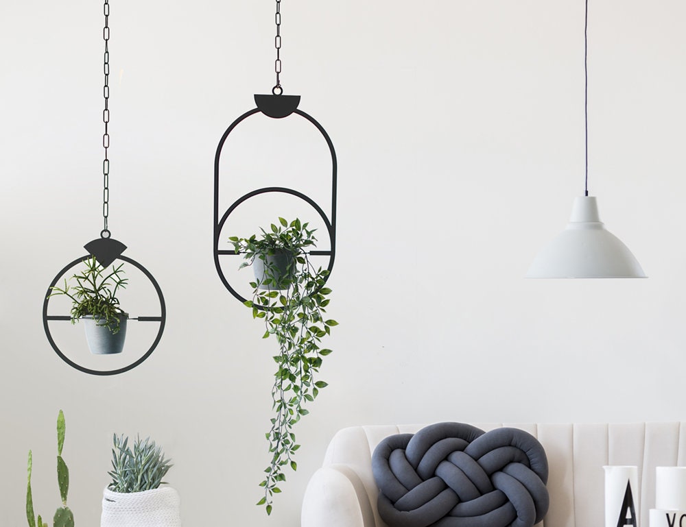 Jewel Plants Black Metal Hanging Decor by Glyphs Etsy