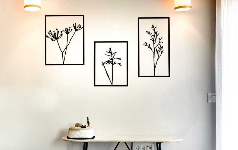 Wall Art Set of 3 Botanical Art Living Room Wall Art Plants Etsy